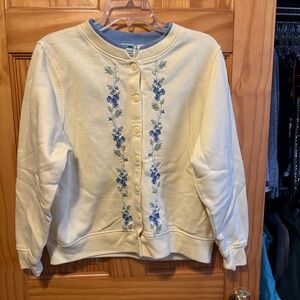 Floral Embroidered Cream Cardigan
